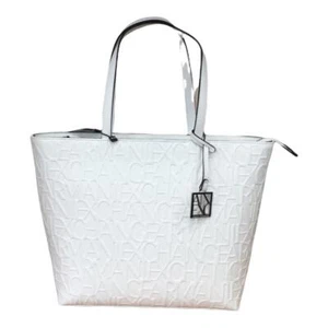 ARMANI EXCHANGE White Zip Closed Shoulder Shopper Bag 942650 C793 - Picture 1 of 7