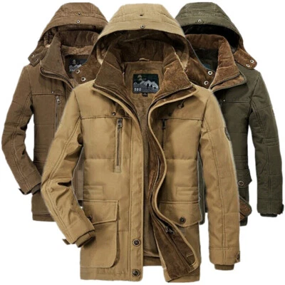 Nuevo Abrigo cortavientos grueso parka chaqueta acolchada de algodón con capucha para hombre de invierno Foto 1 de 4