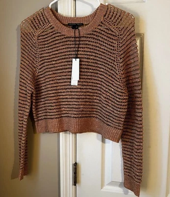 Suéter recortado de lino/seda a rayas Theyskens' Theory. Mujer XS/S. NUEVO CON ETIQUETAS $375 Foto 1 de 4