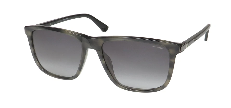 POLICE SPLE05 SUNGLASSES SQUARE GRAY MENS PLASTIC 6K3F 57-17-145 FULL-RIM