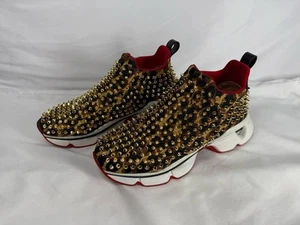 Christian Louboutin Neoprene Leopard Spike Sock Donna Sneaker 39.5EU SPB-TS 681 - Foto 1 di 13