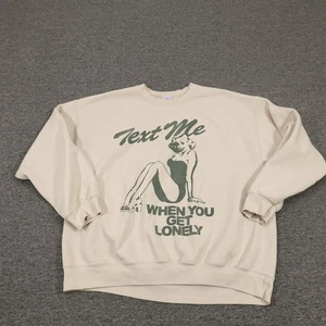 Lonely Ghost Sweatshirt Womens XL Text Me When You Get Lonely Graphic Crewneck - Picture 1 of 12