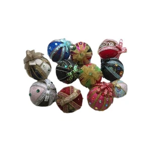Lot 11 VTG-Look Handmade Cloths/Sequins/Beaded/Styrofoam Balls Ornaments - Picture 1 of 5