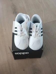 Adidas Baby VL Court 2.0 CRIB Schuhe Größe 20 US 4K UK 4K Weiß Schwarz Neu - Bild 1 von 6