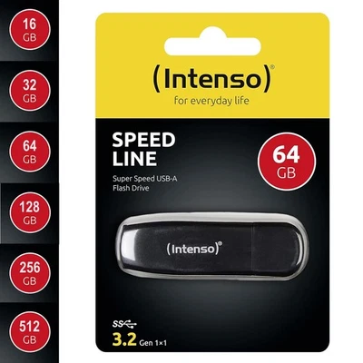 USB Stick 16 32 64 128 256 512 GB Speicherstick Flash USB 3.2 Intenso Speed Line - Bild 1 von 4