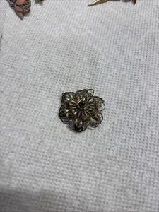 Vintage Brosche Silber filigran Blumen - Bild 1 von 5