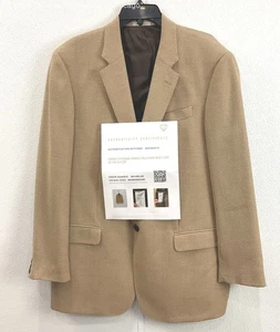 Armani Collezioni Men's Tan Solid Size 56 Sport Coat Blazer with COA - Picture 1 of 6