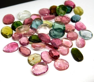 Natural Multi Color Rose Cut Tourmaline 40 Pcs Wholesale Gemstones Lot 20.40 Cts - Picture 1 of 7