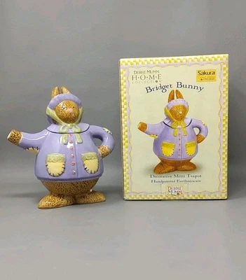 Vintage Sakura Bridget Bunny Mini Tea Pot Debbie Mumm Home Easter Decor With Box - Image 1 of 4