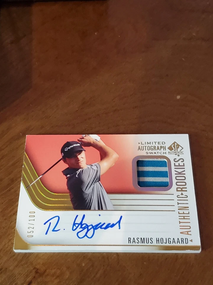 2021 SP Authentic Signature Swatch Limited 052/100 Rasmus Hojgaard #80 Rookie Au - Image 1 of 1