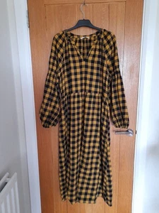 Tu Brushed Cotton Checked Midi dress Size 16 - Picture 1 of 7