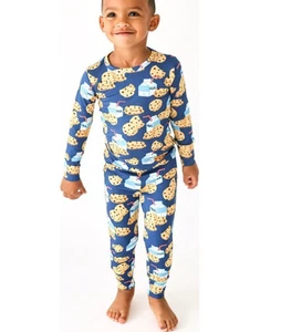 POSH PEANUT BAMBOO LONG SLEEVE PAJAMAS PAJAMA SET LONG SLEEVE MILK & COOKIES 8 - Picture 1 of 9