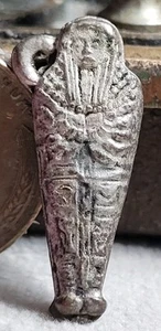 Vintage Silver Clad Egyptian Mummy Sarcophagus Gumball Charm Prize - Picture 1 of 6