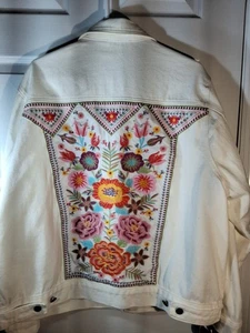 Chaqueta Vaquera Savanna Jane Blanca Bordada Talla 1X Boho Cottagecore  - Imagen 1 de 10