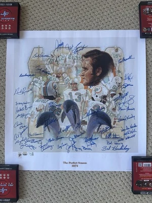 Litografía firmada por el equipo de los Miami Dolphins Perfect Season 1972 LE 17/217 42 autos Foto 1 de 4
