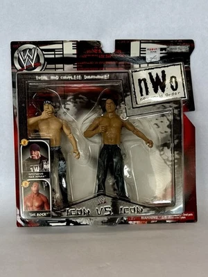 Hollywood Hulk Hogan & The Rock Jakks Pacific 2002 Icon vs Icon 全新无标签 2 包 无底价 — 第 1/3 张图片