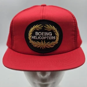 Cappello camionista vintage Boeing Helicopters patch maglia snapback berretto a rete rosso NUOVO - Foto 1 di 5