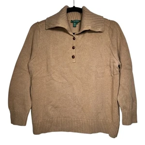 LAUREN Ralph Lauren Para Hombres Tostado Chal Cuello Suéter Popover Cuello Convertible 3X - Imagen 1 de 12