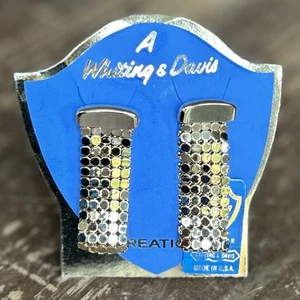Neu aus altem Lagerbestand Vintage WHITING & DAVIS goldfarbene Netz-Ohrhänger - Bild 1 von 4