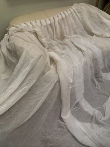 Pair Pleated Sheer Cream Colored Drapes 107 X 100 Textured - Picture 1 of 7