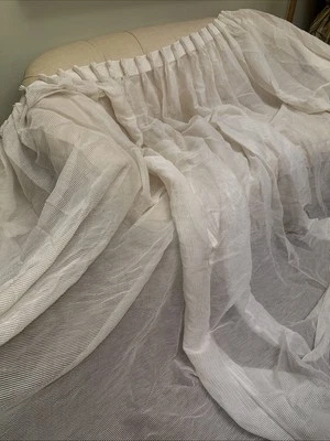 Pair Triple Pleated Sheer Cream White  Drapes Curtain panels  107 X 100 Textured - Image 1 of 4