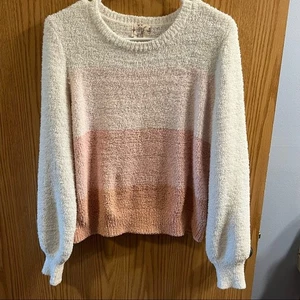 Hippie Rose superweicher Colorblock weiß & rosa Pullover Damen Größe Medium - Bild 1 von 5