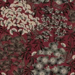 Grandeco Ciara Oriental Leaf Burgundy Wallpaper Trees Leaves Paste The Wall - Picture 1 of 5