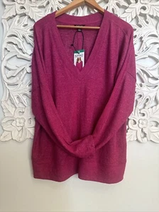 Buffalo David Bitton superweiches Stricktop Himbeermix XL V-Ausschnitt Stretch kuschelig - Bild 1 von 15