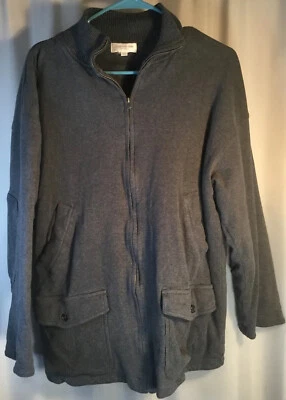 Jones New York Sport серый флис вельветовый вид куртка локоть нашивки Lg.  - Изображение 1 из 4