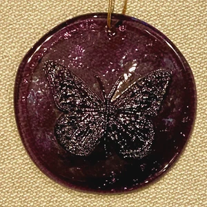 Blenko 2019 púrpura arte vidrio prensado mariposa atrapasol adorno colgante - Imagen 1 de 6