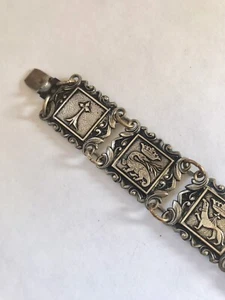 1900's French Chateau de Blois Souvenir Bracelet  Fleur de Lis Dragon Swan - Picture 1 of 6