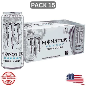New Monster Energy Zero Ultra, Sugar Free Energy Drink, 16 Ounce (Pack of 15) - Picture 1 of 1