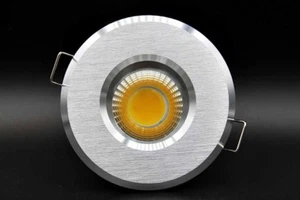 LED Feuchtraum IP44 Einbaustrahler rund gebürstet Alu klar GU10 Dimmbar - Picture 1 of 29