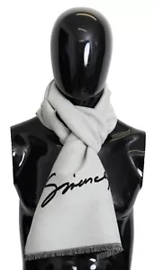 GIVENCHY Paris White Black Wool Scarf Wrap Shawl Unisex Winter Warm 160cmx 35cm - Picture 1 of 8