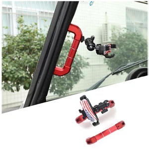 Red Aluminum A-pillar handle with phone holder For Land Rover Defender 2004-18 - Picture 1 of 14