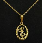Pendant And Chain Gold 18k 750 Mls . Initial Letter Name E With Zircons