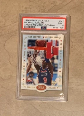 Michael Jordan 1996-97 Upper Deck Team USA American Made Scoring #M1 PSA 9 MINT - Image 1 of 2