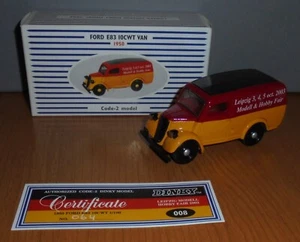 Streichholzschachtel Dinky DY-4 Ford E83W Van Leipzig Modell- & Hobbymesse 2003 roter Code 2 - Bild 1 von 3