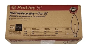 GE Blunt Tip Decorative Lamp Bulb 60W Clear ProLine 130V / 120V - 12 Pack - Picture 1 of 2
