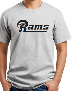 LA Rams T-Shirt Heavy Cotton. 4 Farben Größe S-3X Kurzarm & Langarm - Bild 1 von 8