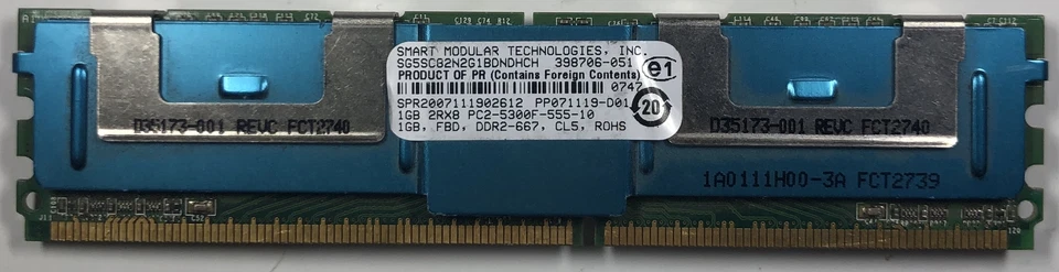 Smart Modular SG5SC82N2G1BDNDHCH 1GB DDR2 Server RAM Memory - Image 1 of 1