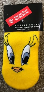 Vintage Warner Bros. Tweety Vogel Hausschuhe Socken passt 6-8,5 - Bild 1 von 3