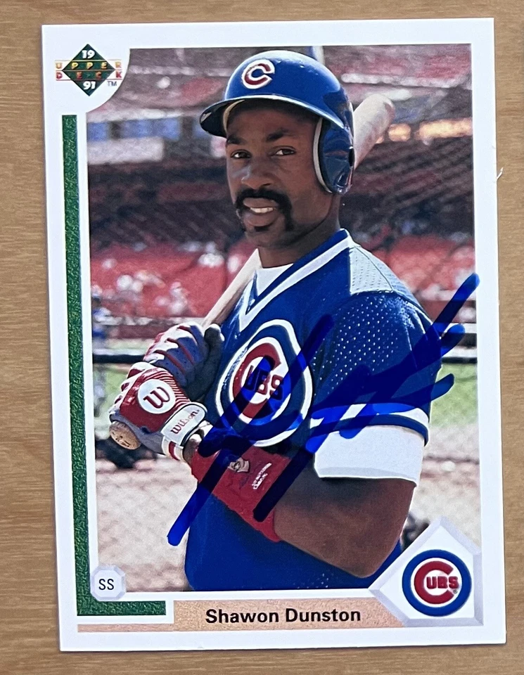 Shawon Dunston Signed 1991 Upper Deck Baseball Card Auto Chicago Cubs - Image 1 of 1