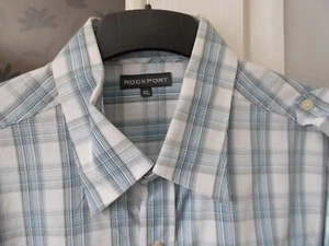 ROCKPORT MENS SHORT SLEEVED SHIRT BLUE CHECK. CHEST 46" SIZE XL - Picture 1 of 3