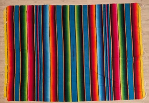 Vibrant Vintage Mexican Serape Throw Blanket Multicolor Beautiful Piece 2x 1.4m - Picture 1 of 8