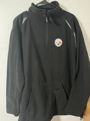 Suéter grande negro 1/4 cremallera polar escudo equipo suéter Pittsburgh Steelers para hombre Foto 1 de 4