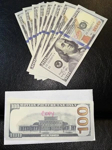 10 PCS Motion Picture Money $100 Bills REPLICA COPY MONEY Play Prop Theater - Picture 1 of 4