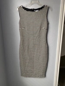 Max Mara Women's Dress Size 2 Tall Black White Stripe Sheath Dress Sleeveless - Picture 1 of 7