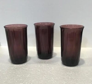 Hazel Atlas Amethyst Purple Glass Tumblers, Newport aka Hairpin, 9 Oz - Picture 1 of 7