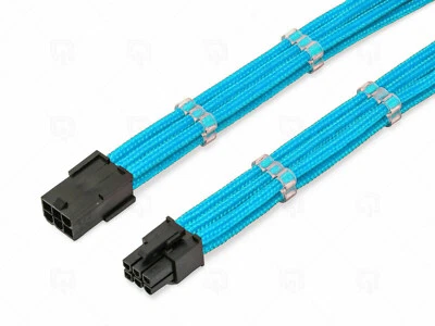 6 Pin PCIE GPU 30cm Extension Cable Blue Sleeved  + 2 Free cable Combs Shakmods - Image 1 of 3